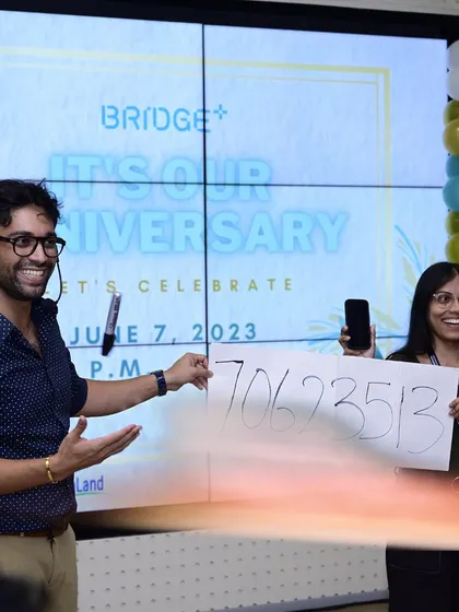 Celebrating the 4th anniversary of Bridge+ by Capitaland with a custom mentalism routine. I involved an audience member to help me magically generate a string of numbers, creating a fun and baffling moment for the whole office.