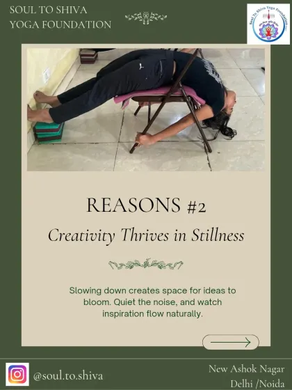 Stillness is where creativity thrives. This supported backbend using a chair creates the physical and mental space for new ideas to flow.