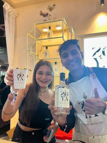 Another happy customer at our Zoya Gin bar. Teaching people about the art of mixology is one of the most rewarding parts of my job.