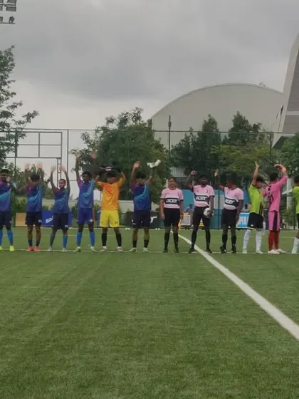 Both teams showing sportsmanship after a hard-fought match in the DPDL Super Cup.