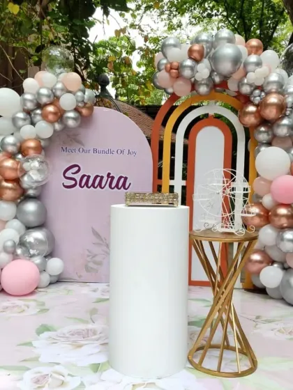 A centered view of the personalized backdrop, perfect for photos.