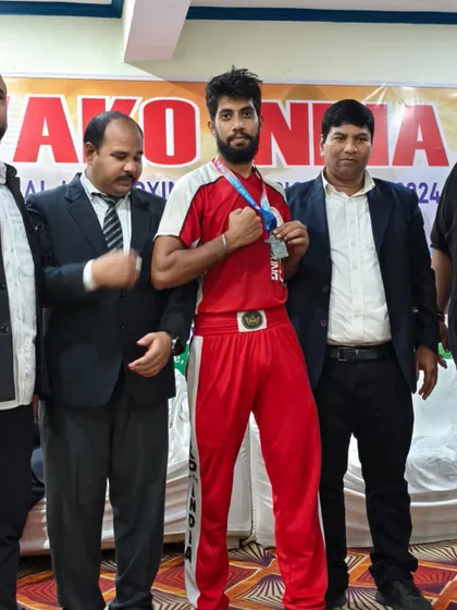 A proud moment with a senior category fighter and his medal at the national championship. Age is just a number when you have the will to fight.