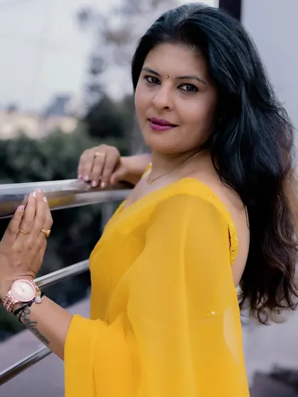 A portrait in a vibrant yellow saree, a color that I feel embodies the energy of summer.