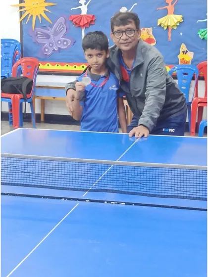 Vedant with his medal from the Checkmate tournament. It's rewarding to see our players' hard work translate into tangible achievements.