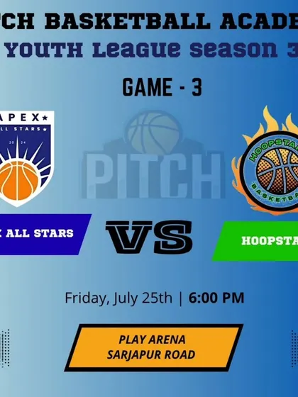 The Friday face-off announcement for Game 3, pitting the Apex All Stars against the Hoopstars.