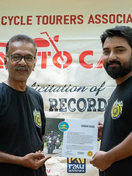 A proud moment as one of our members receives his India Book of Records certificate at the MotoCamp felicitation ceremony.