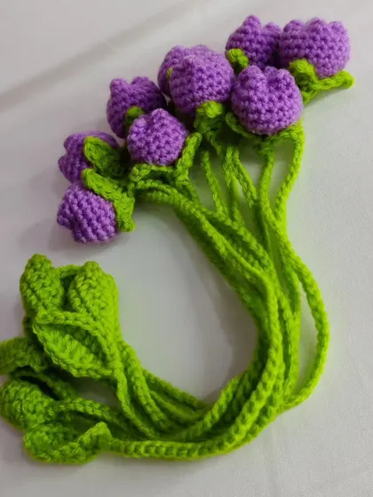 A bundle of lilac tulip bookmarks.