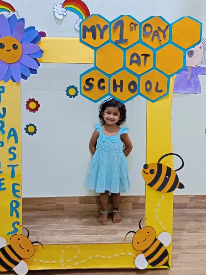This little one is all smiles for her first day of preschool.
