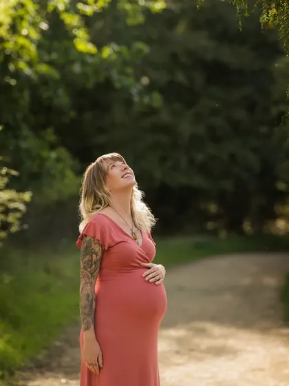 A duplicate of the previous hopeful portrait, emphasizing the contemplative and beautiful side of pregnancy.