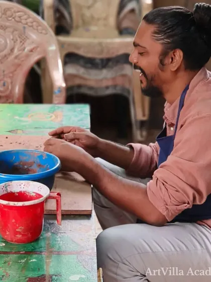 A participant enjoys the process of preparing his clay at the start of a workshop. We create a relaxed and fun atmosphere where everyone can feel comfortable exploring their creativity.