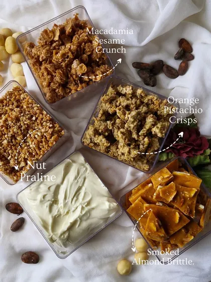 An assortment of the gourmet crunches and fillings you can master in our workshops.
