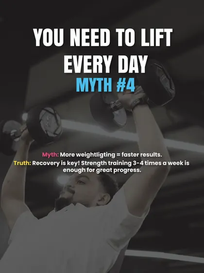 Myth: You need to lift every day. Truth: Recovery is key. We design programs based on smart principles, where 3-4 strength sessions a week is enough for great progress.
