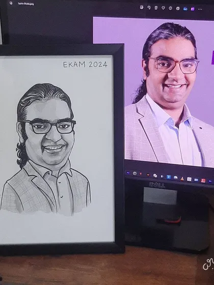 Another example of our black and white portrait-style caricatures for a corporate order.