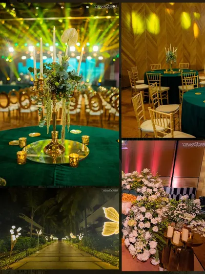 From the candlelit centerpieces to the illuminated pathways, every detail of the Sangeet was designed to create a magical, starry-night feel.