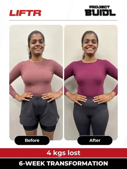 Bavithra lost 4 kgs in just 6 weeks with our structured support. This front view shows her amazing progress.