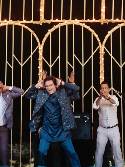 The groom's gang bringing the 'Jhoome Jo Pathaan' energy. I choreograph fun, powerful routines for the groomsmen to celebrate their friend.