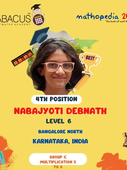 Nabajyoti Debnath from Bangalore North, celebrating her 4th Position in the multiplication group.