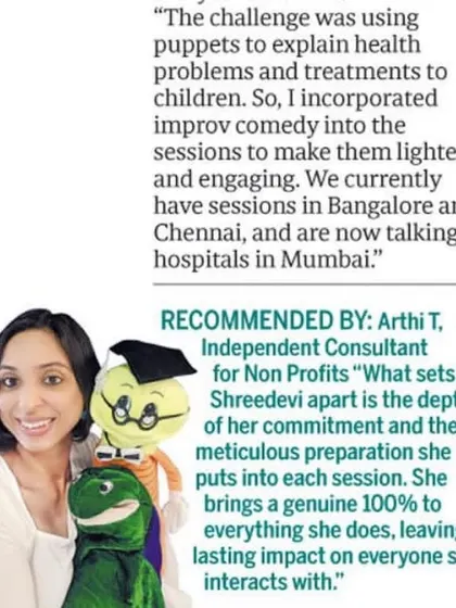 A feature from Sunday Midday on my work using puppetry in healthcare. The article highlights how this art form can explain health topics to children and uplift the spirits of patients and providers alike.