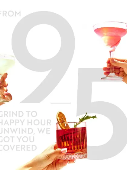 This graphic perfectly captures the transition from the 9 to 5 grind to happy hour unwinding. I've got you covered with a wide range of cocktails to celebrate the end of the workday.