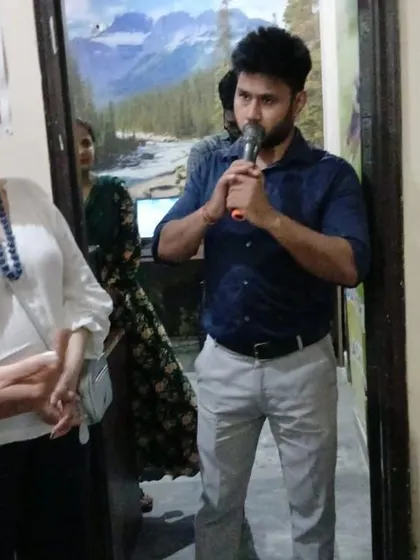 The founder of Nav Urja Yuva Sanstha addressing the group. It is inspiring to work with such dedicated individuals who are making a tangible impact.