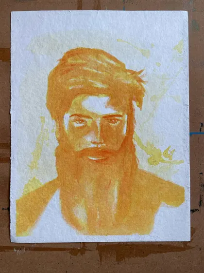A portrait in yellow from my 'Portraits of Colours' series. This piece captures the warmth and energy of the colour yellow in a human form.