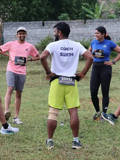 As a coach, I'm always there for my team, even mid-race. Here I am giving some encouragement to my runners during the BMF Ultra.