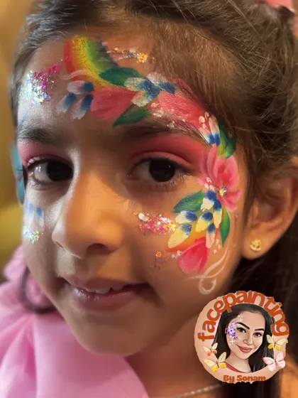 A rainbow of colors in this floral and butterfly design. The glitter adds a beautiful, sparkling finish.