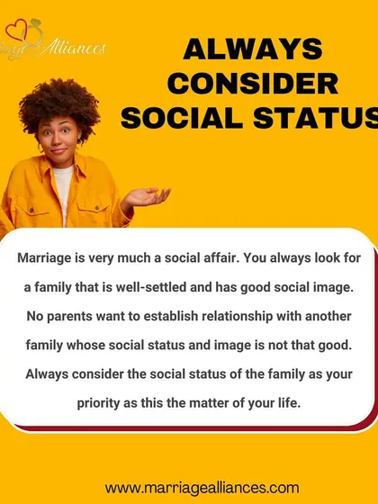 Marriage is a social affair, so considering the social status and image of the family is a priority for many. I help you navigate these considerations with discretion and care to find a family that aligns with your own.
