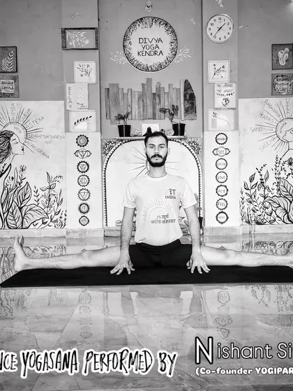 A seated variation of the full split, Samakonasana, performed by our co-founder Nishant Sir.