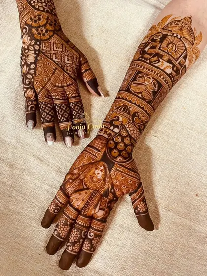 A close-up of the intricate patterns and bride portrait for our NRI bride from Dubai.