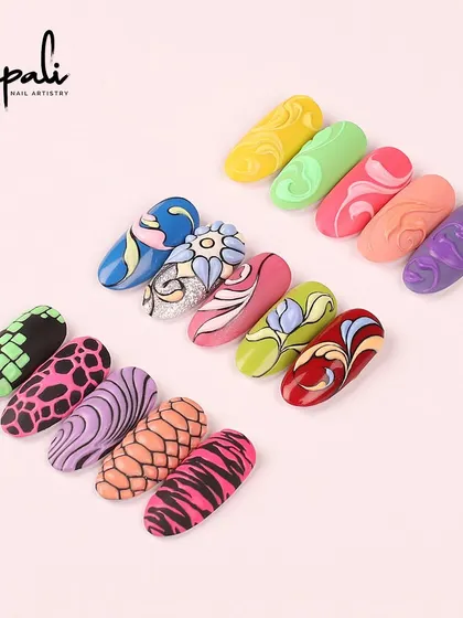 A playful collection of designs featuring animal prints and embossed patterns in bright, fun colors.