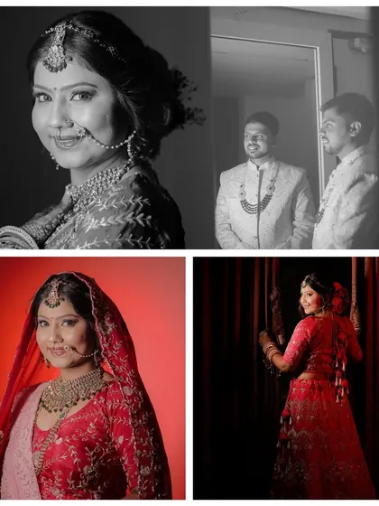 A collection of stunning bridal portraits in both color and black and white. We showcase the bride's final look from different angles, capturing her elegance and happiness.