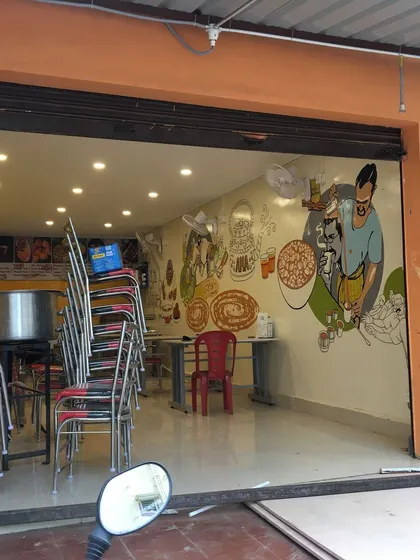 A view from the entrance of the restaurant, showing how our full-wall mural becomes the main feature of the interior design. It immediately sets the tone for anyone walking in.