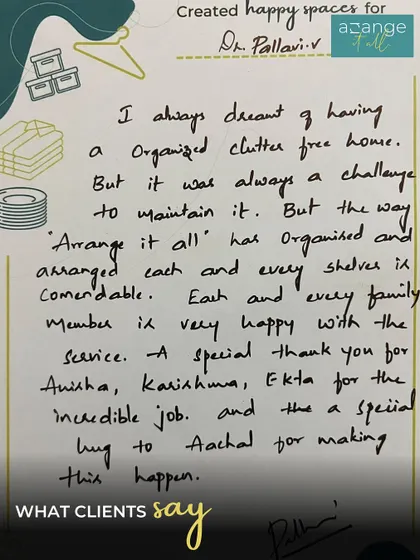 "I always dreamt of having an organized clutter free home." This client's note expresses how we made her dream a reality and how every family member is happy with the service. This is the 'ghar vali feeling' we aim for.
