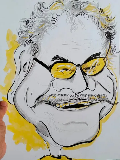 Another take on the Sanjay Mishra caricature, this time with a different expression and angle.