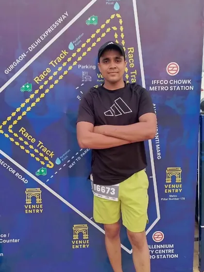 Standing in front of the race route map. Planning your race is as important as the physical training.