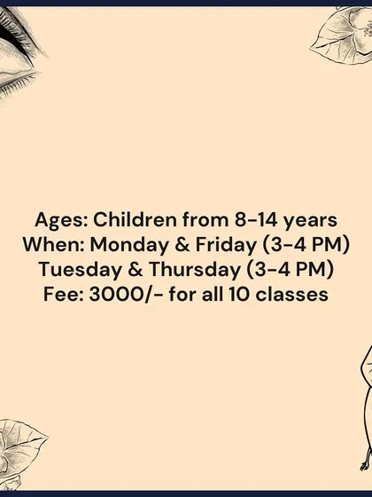 This image provides the schedule and fee details for our 10-class sketching course for children, with multiple batch options available.