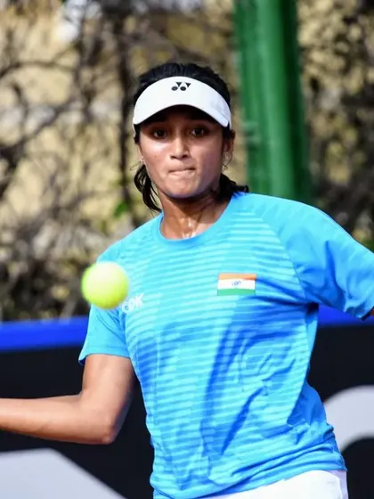 Making my debut for India in the Billie Jean King Cup. Here I am playing doubles, fighting for every point with my partner. The experience of competing alongside the best in the country was unforgettable.