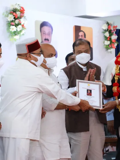 Being felicitated by the Honorable Governor and Chief Minister of Karnataka on National Sports Day. It is always a pleasure to be recognized by the leaders of my state for my contributions to Indian sports.
