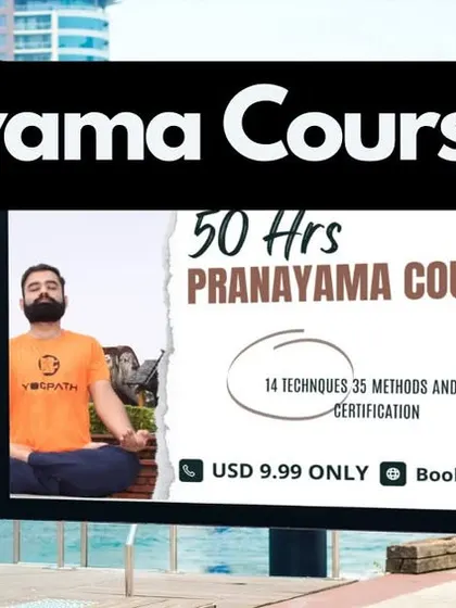 A look at our 50-hour Pranayama course advertisement. This comprehensive training covers the physiology of the respiratory system and 35 yogic methods to help you correct your breathing and live well.