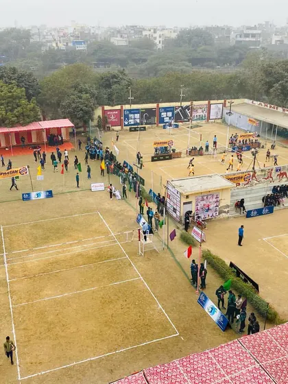 The full scale of the tournament venue. We take pride in providing a professional environment for both our own players and visiting teams from across India.