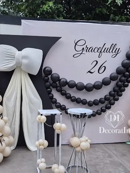 A straight-on shot of the "Gracefully 26" decor, highlighting the symmetry and clean lines of the design.