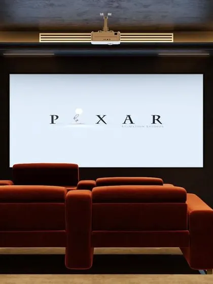 A duplicate of 71, this rendering showcases the front of the room, with the large screen and clean, minimalist design.