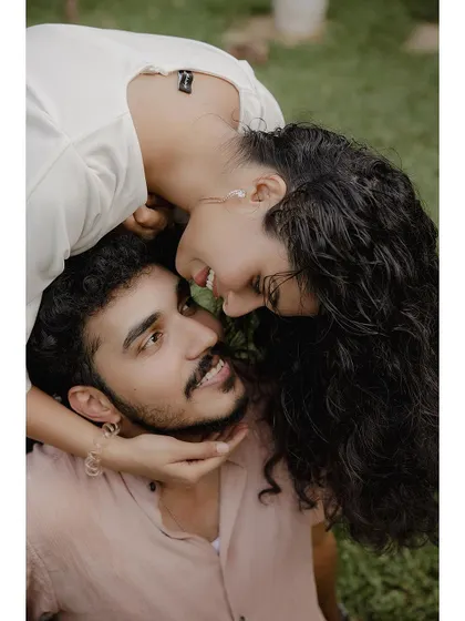 An intimate and loving close-up of a couple, full of smiles.