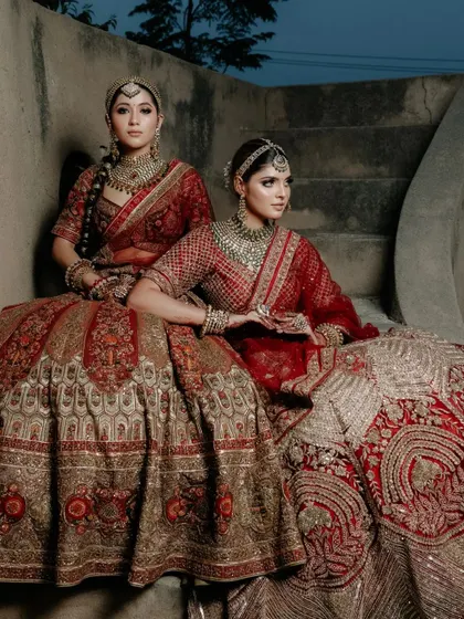 Another angle from the same photoshoot, highlighting the regal and powerful presence of the models.