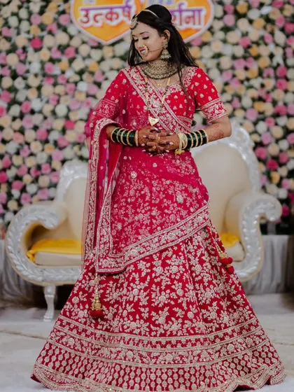 Nothing beats the royalty of a red lehenga. We created a soft yet defined makeup look for this bride, allowing her to shine with elegance and grace on her special day.
