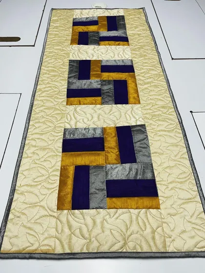 Another view of the elegant silk table runner.