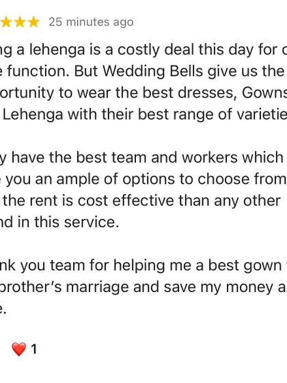 A screenshot of a 5-star review from a happy client. He was thrilled to find the perfect gown for his brother's wedding and save money and time. This is why I do what I do!