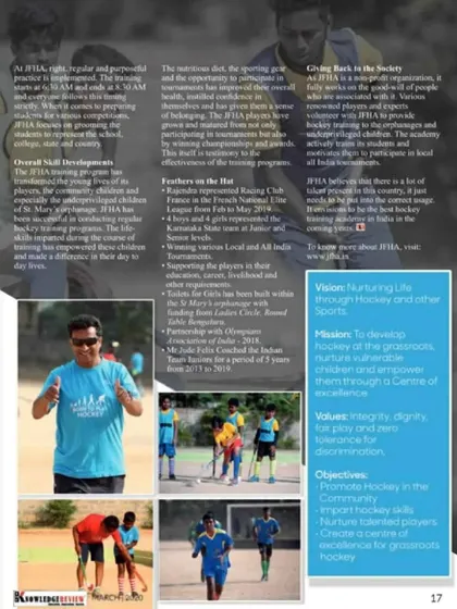 We were honored to be featured in The Knowledge Review magazine as one of the '10 Best Sports Education and Fitness Service Providers in India 2020'.