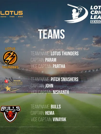 Action shots and team photos from our Lotus Cricket League, capturing the excitement of the matches, the teams, and the overall event.